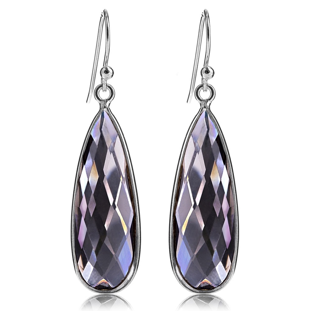 Iolite Elongated Shape Bezel Earrings